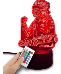 Lámpara Led 3d De Lewis Hamilton 44 Para Fans De Ferrari F1 Negro Transparente