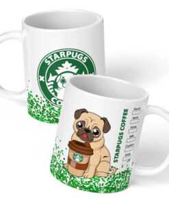Taza Para Café De Starpugs / Pug / Tipo Starbucks Increible Blanco Starpugs