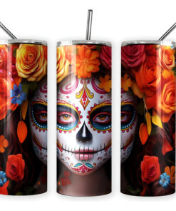 Alternative view of Termo Catrina Con Rosas / Dia De Muertos Incluye Popote Catrina