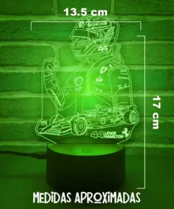 Alternative view of Lámpara Led 3d De Lewis Hamilton 44 Para Fans De Ferrari F1 Negro Transparente
