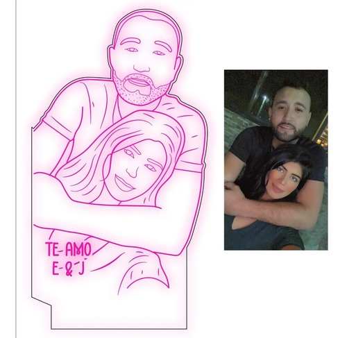 Lampara Led Foto Personalizada, Cumpleaños, Pareja, Regalo Negro Transparente - Imagen 3