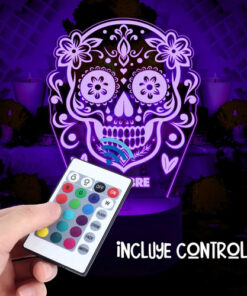 Lampara 3d Calavera Personalizada Día De Muertos Altar - Imagen 4