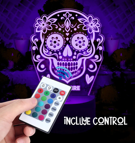 Lampara 3d Calavera Personalizada Día De Muertos Altar - Imagen 4