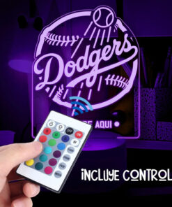 Lámpara 3d Personalizada De Los Angeles Dodgers Beisbol Fans Negro Transparente - Imagen 3