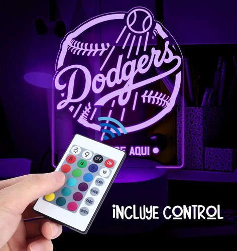 Lámpara 3d Personalizada De Los Angeles Dodgers Beisbol Fans Negro Transparente - Imagen 3