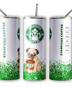 Termo Para Café Starpugs / Starbuck / Pug Incluye Popote Blanco