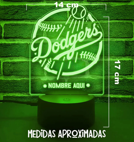 Lámpara 3d Personalizada De Los Angeles Dodgers Beisbol Fans Negro Transparente - Imagen 5