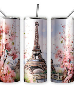 Termo Para Café Torre Eiffel / Paris Con Popote Metálico Torre