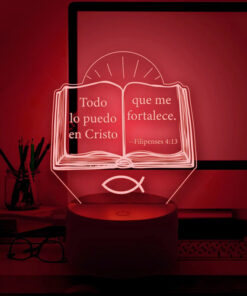 Lampara Cristiana Todo Lo Puedo En Cristo Que Me Fortalece Negro Transparente - Imagen 5