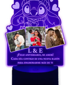 Regalo Aniversario Novios Lámpara Con 3 Fotos Y Frase Amor Negro Transparente