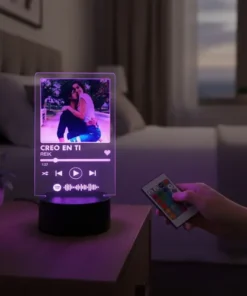 Lámpara Personalizada De Spotify Con Foto Impresa Novios Negro - Imagen 3