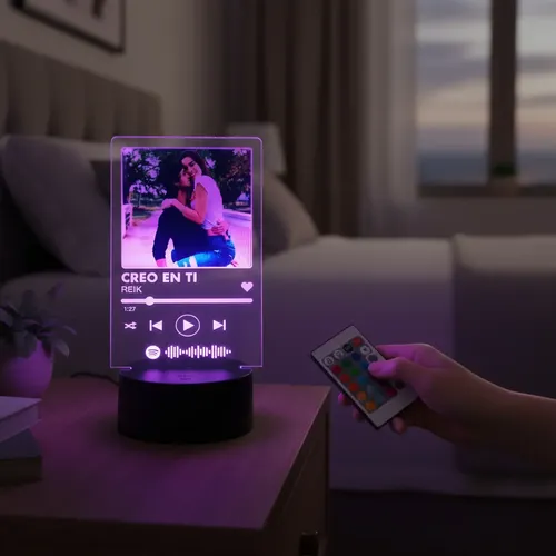 Lámpara Personalizada De Spotify Con Foto Impresa Novios Negro - Imagen 3