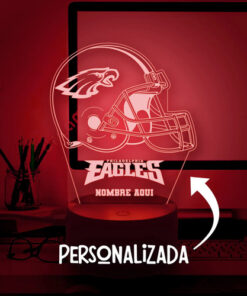 Alternative view of Lampara 3d Casco Aguilas De Filadelfia Nfl Personalizada Negro Transparente