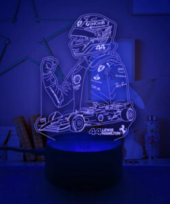 Lámpara Led 3d De Lewis Hamilton 44 Para Fans De Ferrari F1 Negro Transparente - Imagen 6
