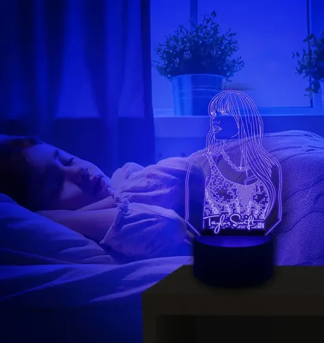Lampara Led 3d Taylor Swift Gran Regalo Para Fan Eras Tour Negro Transparente - Imagen 6