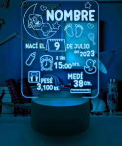 Lampara 3d Nací Pesé Medí Gran Regalo Para Recién Nacido Negro Transparente - Imagen 6