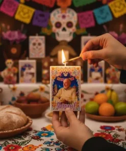 Kit 9 Velas Día De Muertos 3 Personalizadas Foto Y Nombre Blanco Día De Muertos Vainilla 30 Ml - Imagen 2