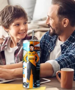 Termo Para Café Lando Norris 4 Mclaren F1 Skinny / Popote Blanco - Imagen 5