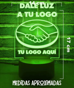 Lámpara Led Con Logo De Tu Negocio O Empresa Grabado Laser Negro Transparente - Imagen 3