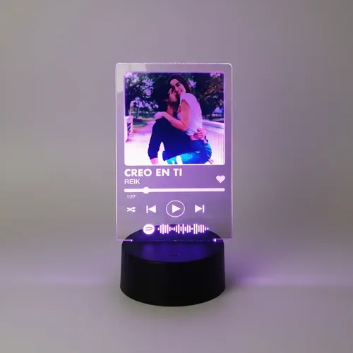 Lámpara Personalizada De Spotify Con Foto Impresa Novios Negro - Imagen 9
