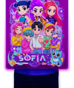Lámpara Guerreras K Pop Saja Personalizada Super Regalo Negro Transparente