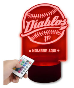 Lampara Personalizada De Diablos Rojos Del Mexico Beisbol Negro Transparente