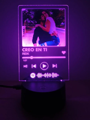 Lámpara Personalizada De Spotify Con Foto Impresa Novios Negro - Imagen 2