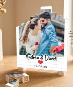 Foto Con Bloques Personalizado Regalo Novios Aniversario Mediano 76 Piezas - Imagen 4