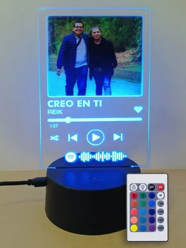 Lámpara Personalizada De Spotify Con Foto Impresa Novios Negro - Imagen 4