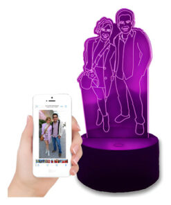 Regalo Novios Lampara Foto Silueta Personalizada Aniversario Negro Transparente - Imagen 3
