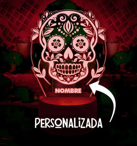 Lampara 3d Calavera Personalizada Día De Muertos Altar - Imagen 10
