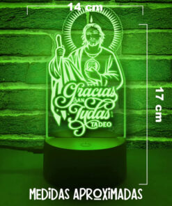 Gracias San Judas Tadeo Lampara Led De Noche 16 Colores Fe Negro Transparente - Imagen 3