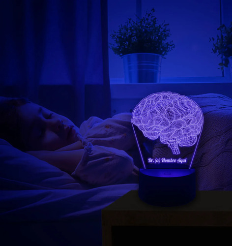 Lampara Personalizada Cerebro Regalo Neurologo / Psicologo Negro Transparente - Imagen 6