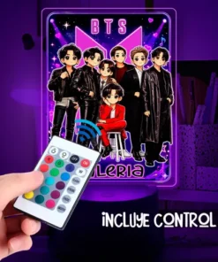 Lámpara Bts Personalizada Super Regalo 7 Colores Con Control Bts Acrílico - Imagen 4