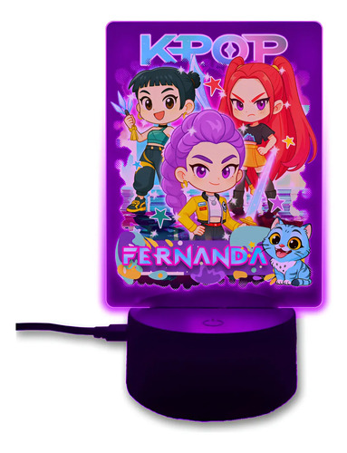 Lámpara Guerreras K Pop Personalizada Super Regalo 7 Colores Negro Transparente